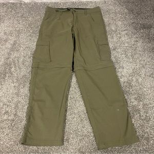 Prana Stretch Zion Convertible Pants Men's Size 32x30 Dark Khaki Hiking Camping